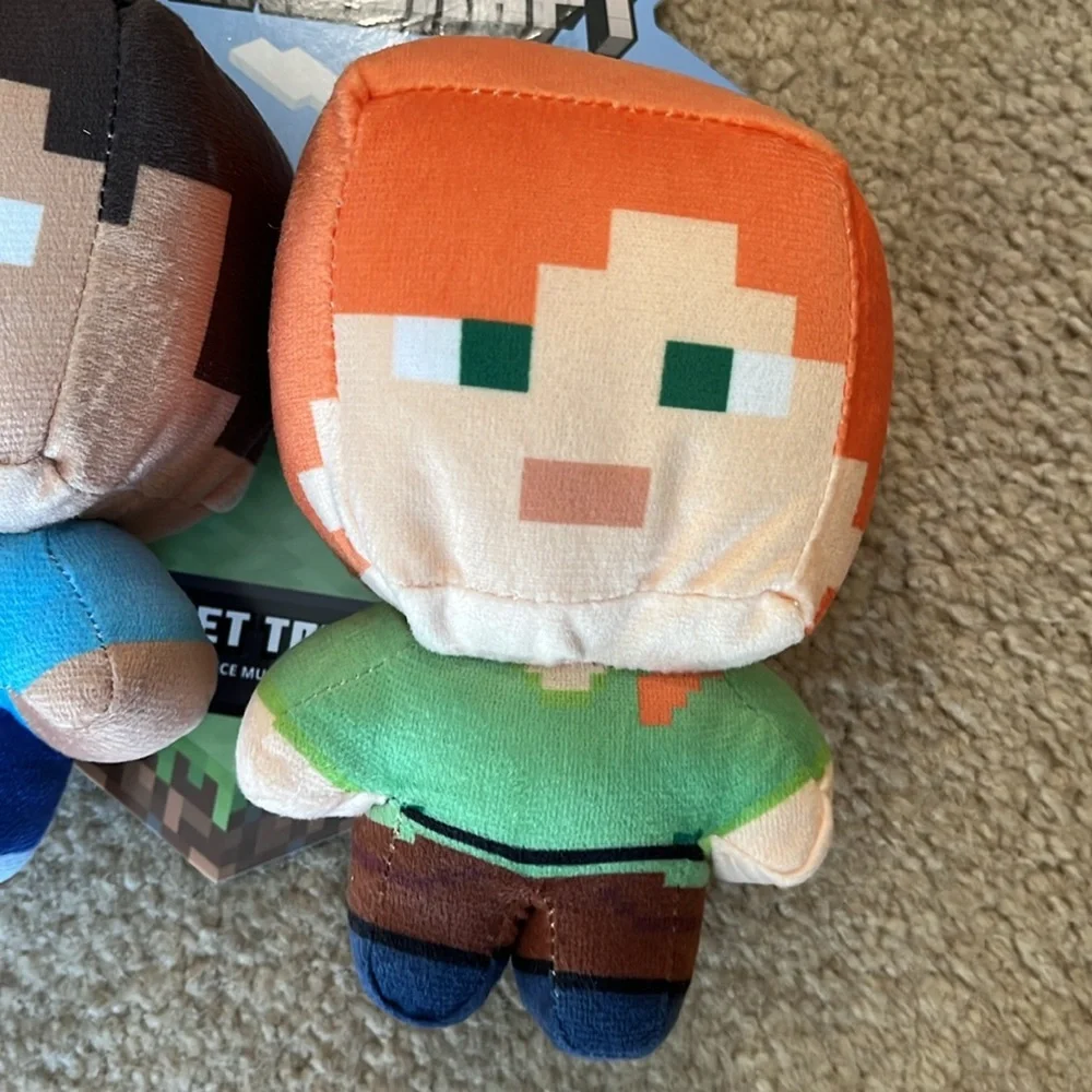 NWT Fetch For Pets Minecraft Steve & Alex Figure Plush Squeaky Dog Toys